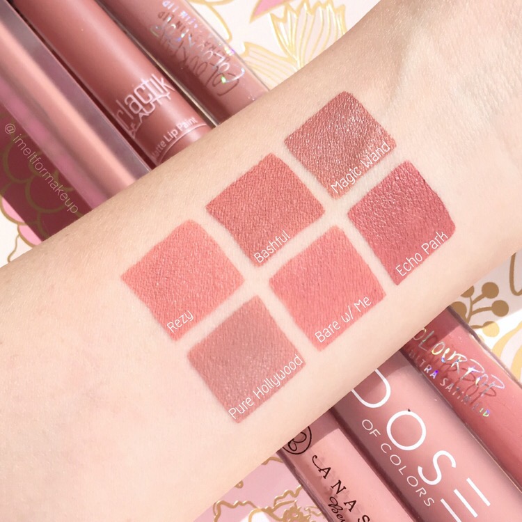 Nude liquid lipstick swatches 